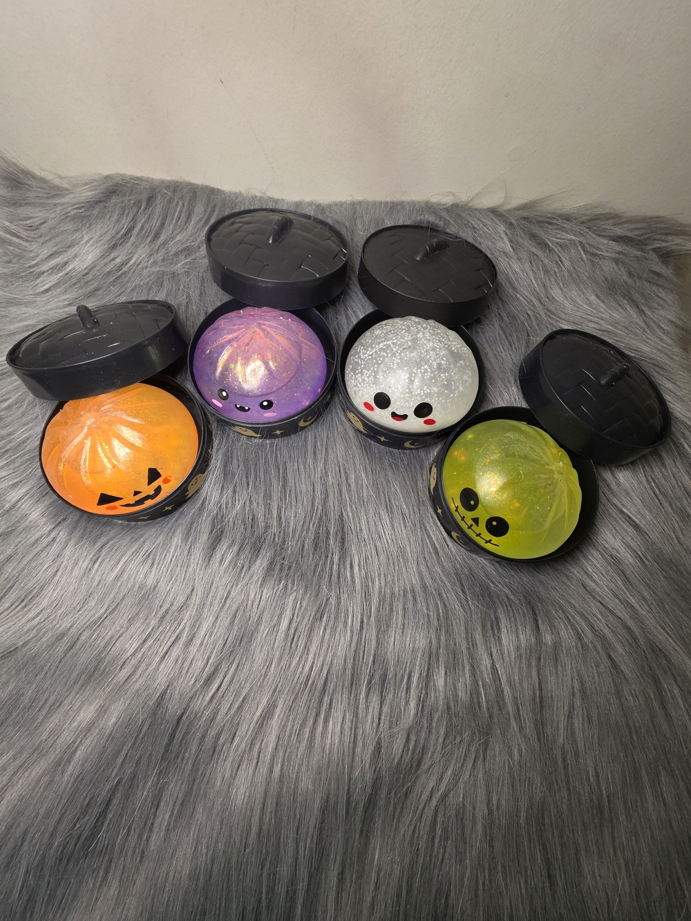 New 4-Pack Halloween Light-Up LED Squishy Stress Balls - Mystery Blind Box Set